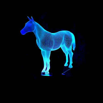 Lindo Cavalo 3D Noite Lâmpada Lâmpada LED de 7 de Alteração de Cor do Sensor do DIODO emissor de Animais em 3D Noite a Luz da Sala de Casa Decoração o Melhor Presente de Criança