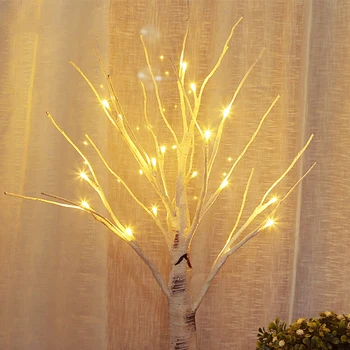 24x de LED da Árvore de Vidoeiro de Luz a Luz da Noite para Mesa Bonsai, Decoração de Interiores