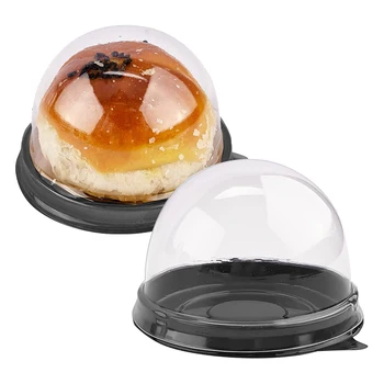 50 Mini Cupcake Recipientes de Plástico transparente Bolo de Caixa com Cúpula de Tampas para Muffin Mooncake Sobremesa de Queijo de Pastelaria