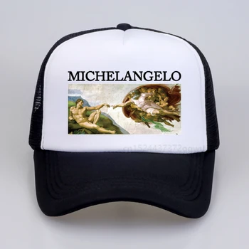 MICHELANGELO Impressão de verão de malha Respirável Caps legal Unisex vaporwave Michelangelo boné de beisebol estética Gráfico hip hop chapéu