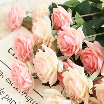9cm 1PCS Rosas Artificiais, Flores do Casamento de DIY, Decoração de Flores de Ano Novo, dia dos Namorados Presente, decoração do falso flor