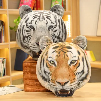 Quente Realistas Cabeça de Tigre de Almofadas, bichos de Pelúcia Marrom Tigre de Pelúcia Almofadas Real-a vida de Animais Selvagens Crianças Brinquedo de Presente Para o Menino
