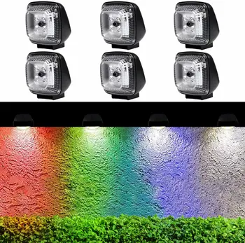 RGB 7 Cores de Parede Exterior Solar Luzes de 6 Pack Impermeável Luzes do arco-íris para o Pátio, Jardim, Muro, Quintal, Sótão e Caminho