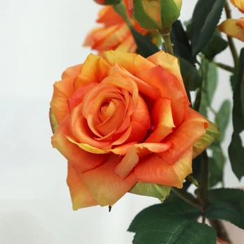 1PC Realista Artificiais de Seda Rosa Flor com Folhas 2Heads Floral para a Foto Adereços de Festa de Casa, Decoração do Casamento de DIY Artesanato 12Colors 