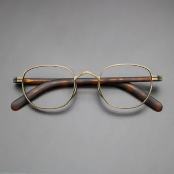 Titânio Óculos de Armação Homens Oculos Retro Rodada Quadro de Miopia Prescrição Armações de Óculos de Homens, Óculos de Quadros para Homens