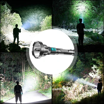 Multi-Função de Lanterna à prova d'água USB Rechargrable Luz do Flash Built-in 1200mAh 18650 Li-bateria Para Camping Caminhadas
