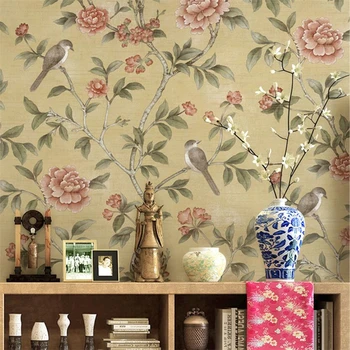 beibehang tinta flores, pássaros de papel de parede 3D de moda do papel de parede do quarto do fundo do rolo 3d piso adesivo