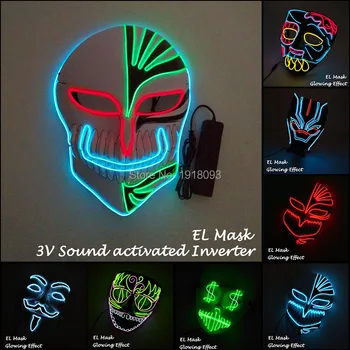 Produto do EL EL Fio Máscara com o Som ativado Luz Brilhante LED Strip Engraçado Máscara Rave Máscara do Traje para Horror de Decoração para uma Festa