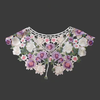 Alta qualidade de mulheres bonita do laço colar de Flores coloridas DIY embrodiery Rendas na Gola de Costura, Artesanato Decote Recorte Decoração