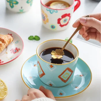 250ML de Japonês-estilo criativo de cerâmica, canecas de café, canecas com alça família copos de café de leite, copos e copos de bebida.