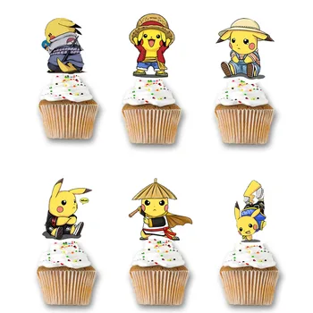 Festa de aniversário, Decoração de Pokemon Go Tema Cupcake Toppers com Paus chá de Bebê de Crianças Meninos Favores Cake Topper -conjunto de 24