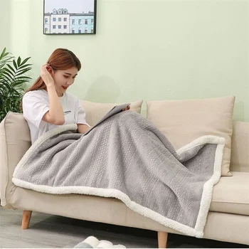 2022 Wearable Manta Cobertor De Lã Com Botão De Poliéster Inverno Quente Joga No Sofá-Cama De Engrossar O Quarto Cinza Jogar Cobertores