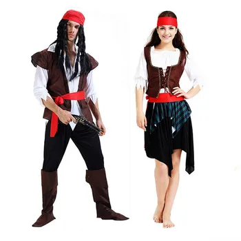 Halloween Casais Adultos Pirata Trajes Cosplay Mulheres Homens Piratas do Caribe Fase do Partido Desempenho Festa de Máscaras