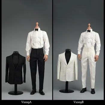 Branco/Preto Cor VORTOYS V1009 1/6 Escala Figura Masculina Retro Formal Cavalheiro de Terno Definir o Modelo de 12 polegadas, Figura de Ação