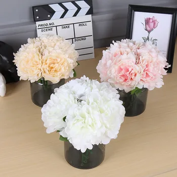 5 Cabeças/ Buquê Artificial Peônia Flores de Decoração de Casa de Seda Falso Flor Peônias flores artificiais para Casamento decoração DIY
