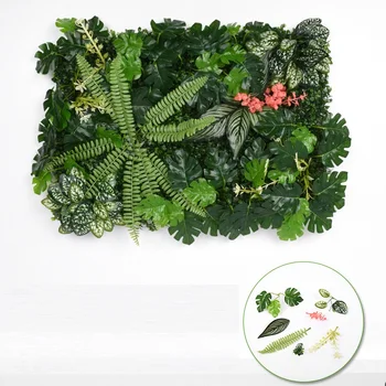 3D Verde Monstera Artificial Buxo de Hedge Cobre Samambaia Plantas do Painel de Parede de Folha de Cerca de Vegetação de Suspensão Falso Planta de Parede Decoração