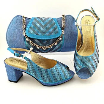 Doershow Africano de moda italiana, Sapatos E Bolsa Conjuntos Para a Festa à Noite Com Pedras azul do céu italiano Bolsas de Correspondência Sacos! HPO1-21