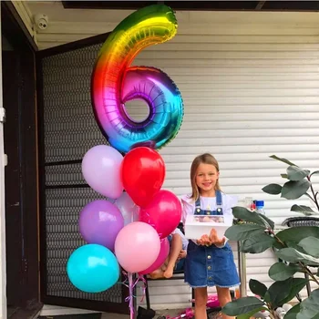 42inch arco-íris Número de Balões Folha Dígitos Grandes Balões de Hélio, decoração de casamento Festa de Aniversário de Suprimentos do Chuveiro do Bebê