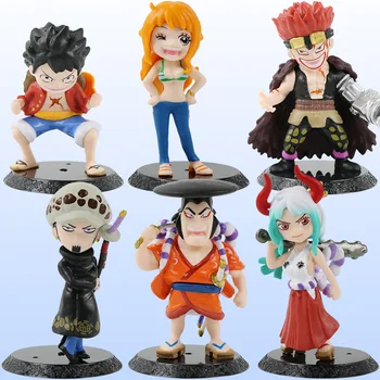 6Pcs/Série de Anime One Piece Q Versão Vo.1 Nami Luffy, Sanji Trafalgar D. Lei Da Água, Figuras Modelo De Recolha De Brinquedos Para Presentes De Amigo