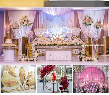 3pcs/set)de Casamento de ouro espelho quadrado / Redondo Corredor de Flores Stand de Decoração de Casamento Stand de Flores