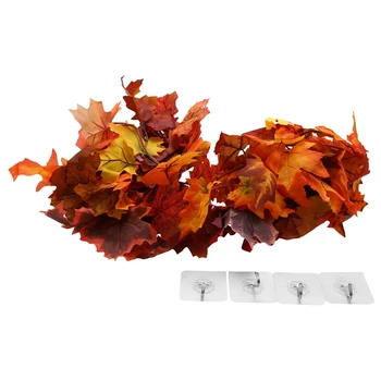 2 Pcs Artificial de Outono, Maple, Folhas de Garland, Queda de Suspensão de Plantas para Jardim de Casa de Parede de Porta pano de Fundo Lareira Decoração, Qua