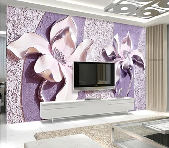 Personalizado papel DE parede floral,3D Roxo Jade orquídea murais para o quarto restaurante de TV na parede do fundo impermeável papel de parede