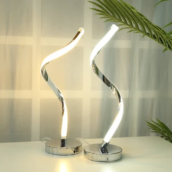 LED moderna Espiral de Luz da Tabela Mesa-de-Cabeceira Lâmpada de Acrílico, Metal, Protecção para os Olhos de Leitura Sala de estar, Quarto Decora a Lâmpada da Iluminação