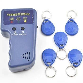 De mão de RFID 125KHz Duplicador de Copiador Gravador Programador Leitor EM4305 T5577 Regravável ID Pingentes Tags Cartão