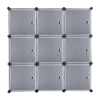 9-Cubo DIY Plástico Closet Armário Modular Estante de livros Organizador de Unidades de Armazenamento em Estantes com Portas[US-Stock]