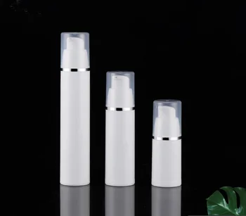 15ml de plástico branco airless bomba de vácuo garrafa de borda de prata tampa clara loção emulsão de soro de olho essência fundação cuidados com a pele pack