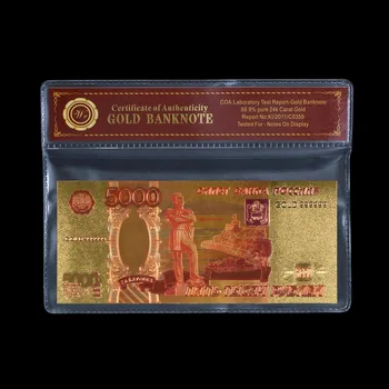 WR Novo Design Colorido Rússia 5000 Rupee de Ouro de Notas com Coa Quadro de Dinheiro Falso Dólar Coleção de Presentes para Homens