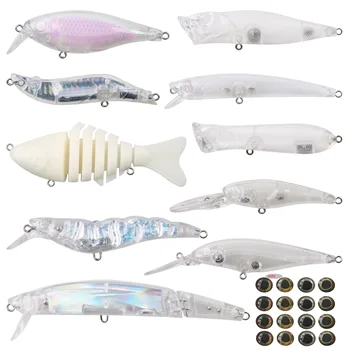 20pcs Várias Formas em Branco Pesca Rígido Iscas DIY Criativo Artificial sem pintura Rígido Iscas de Pesca Com brindes 3D Olho-de-Peixe