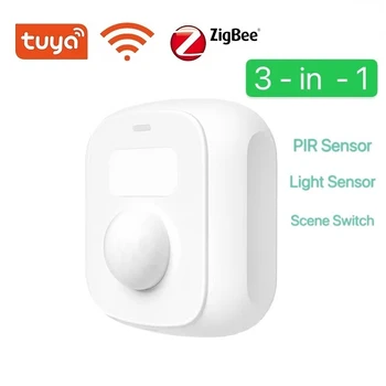 Tuya WiFi, Zigbee Humanos Sensor de Movimento Casa Inteligente de Controle de Sensor de Movimento de PIR Detector Sensor de Luz Scene Switch Função Smart Vida