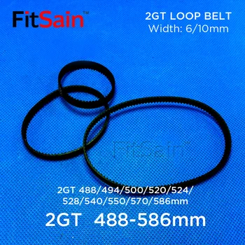 FitSain-2GT de Temporização 488/494/500/520/524/ 528/540/550/570/586mm anel-o de rubbe Correia Dentada de malha Fechada Correia Síncrona campo de 2mm