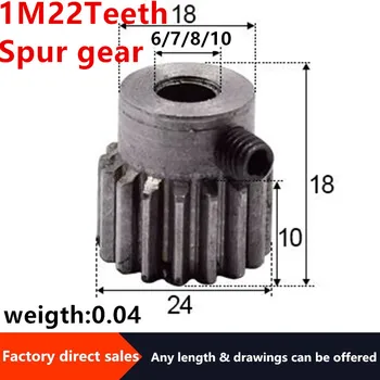 2Pcs 1M 22Teeth Engrenagens 45#aço Interna Hole6/7/8/10mm para cnc do Metal Motor Boss/Convexo de Engrenagem de Cremalheira de Transmissão