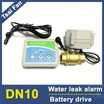Alarme do escape da água do trabalho com DN10 válvula elétrica DC3V, guiado por bateria,inteligentes vazamento de água detetive sensor de válvula de corte de