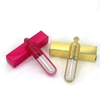 30pcs 5ml Coroa de Ouro de Plástico Gloss Tubo Vazio de Cosméticos Golden Gloss Embalagem Recipiente Com Rolha