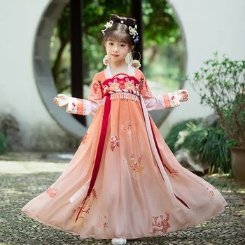2022 Meninas Novas Han Atender A Coleção Primavera / Verão Para Crianças De Estilo Chinês, Super Fada Ru Saia Bebê Vestido Laranja Tigre