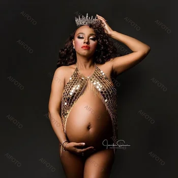 Novo Sexy Vestidos De Borla Para A Maternidade Fotografia Adereços Deusa Coroa De Cristal Cabeça Gravidez Sessão De Fotos De Roupas, Acessórios