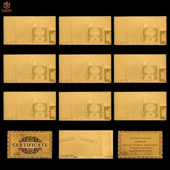 10Pcs/Lot Lembrança do Euro Ouro de Notas de 1000 Euros Folha de Ouro de Contas Réplica de cobrança de Notas
