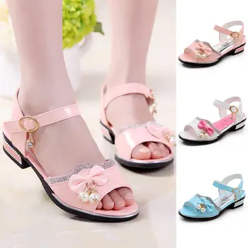 Verão Meninas princesa sapatos de bebê sandálias de Meninas de Moda de belo bowknot Sandália para a menina branca de luz azul cor-de-rosa