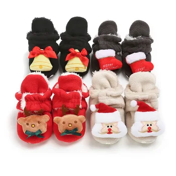 Recém-Nascido Primeiro Caminhantes Berço Sapato de Bebê de Algodão, Sapatos de Bebê Meninos Meninas rapazes raparigas Sapatos de Natal Quente Macio, com solado de Criança Bebê Sapatos 0-18M