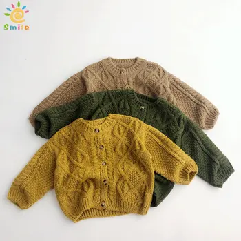 2023 Outono New Kids Sweaters1-7Y Meninas Cardigans Meninos Único Breasted Malhas da Criança Chidlren Agasalho Jaqueta de Casacos Menino de Casaco