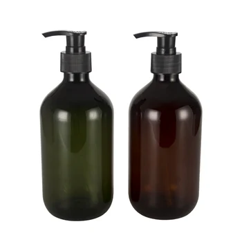 12 x 300 ml 500 ml Vazio Marrom Bomba de Loção Garrafas de Plástico Âmbar Shampoo Recipiente Com Dispensador de Sabonete Líquido da Garrafa PET, 24pc/monte