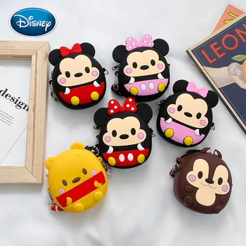 Dos desenhos animados de Disney do Minnie do Mickey de silicone para crianças saco impermeável mini bonito de um ombro messenger bag, bolsa da moeda menina de presente