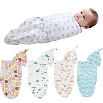2PCS Bebê Recém-nascido Bebê Saco de Dormir Bonito Swaddle Cobertor de Bebê Confortável Dormir Swaddle Musselina Envoltório Sleepsack Cobertor+Chapéus
