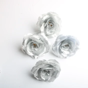 300pcs Artificiais de Seda Rosa Cabeça DIY Silve Flor de parede de Artesanato Floral Suprimentos Beijando Bola de Decoração de Casamento Flores