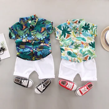 2022 Vacasion Conjunto de Roupa de Bebê, Roupas de Crianças Verão de Manga Curta de Algodão Camisa + Shorts 2pcs Havaí Coco Impressão de Vestuário