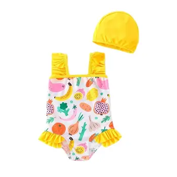 Bebê roupas das meninas Crianças Bonito Meninas Mangas de Renda de Uma Peça de Ternos de Maiô de Banho de Praia, Roupas de Bebê Meninas Swimwear