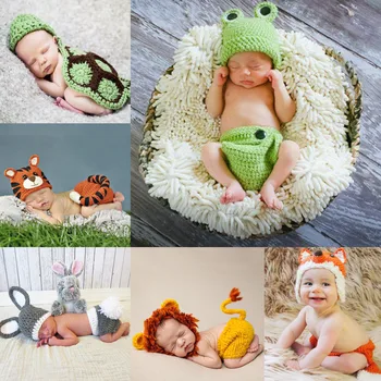 11 Tipos De Fotos Do Bebê Adereços Animais Dos Desenhos Animados De Fotografia De Recém-Nascido Acessórios Artesanais Fantasias